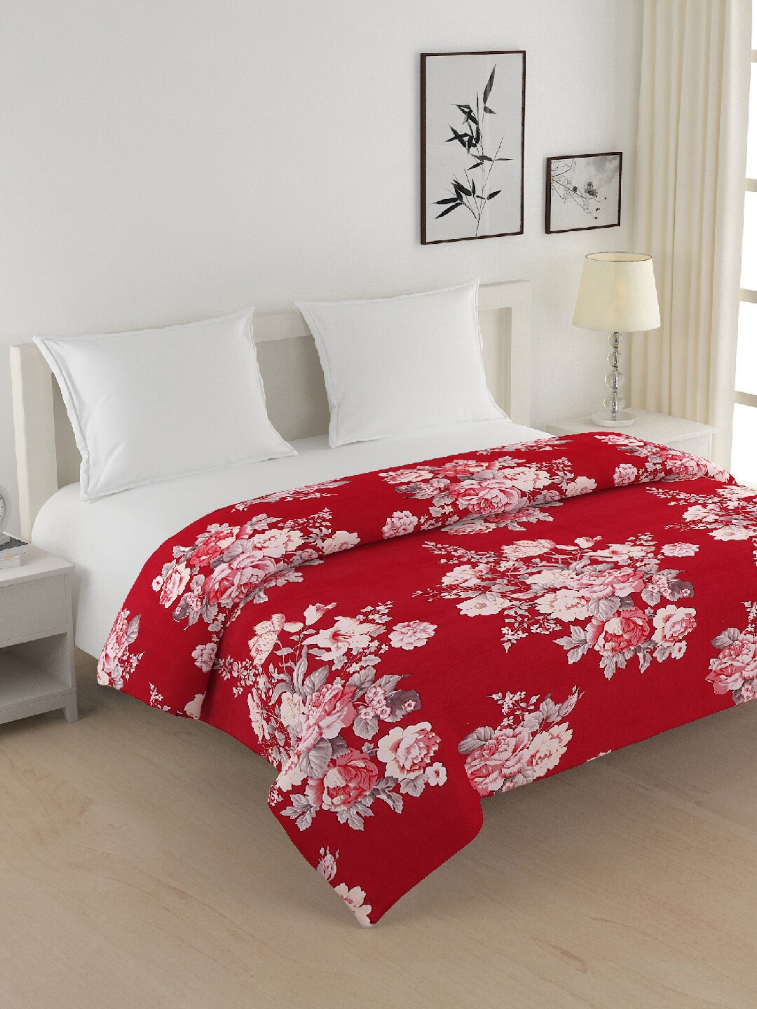 

SWAYAM Red & Pink Floral AC Room 150 GSM Double Bed Comforter
