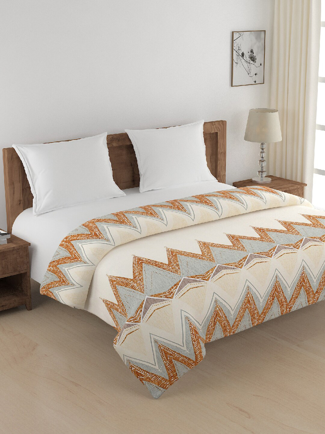 

SWAYAM Beige & Brown Geometric Heavy Winter 350 GSM Double Bed Quilt