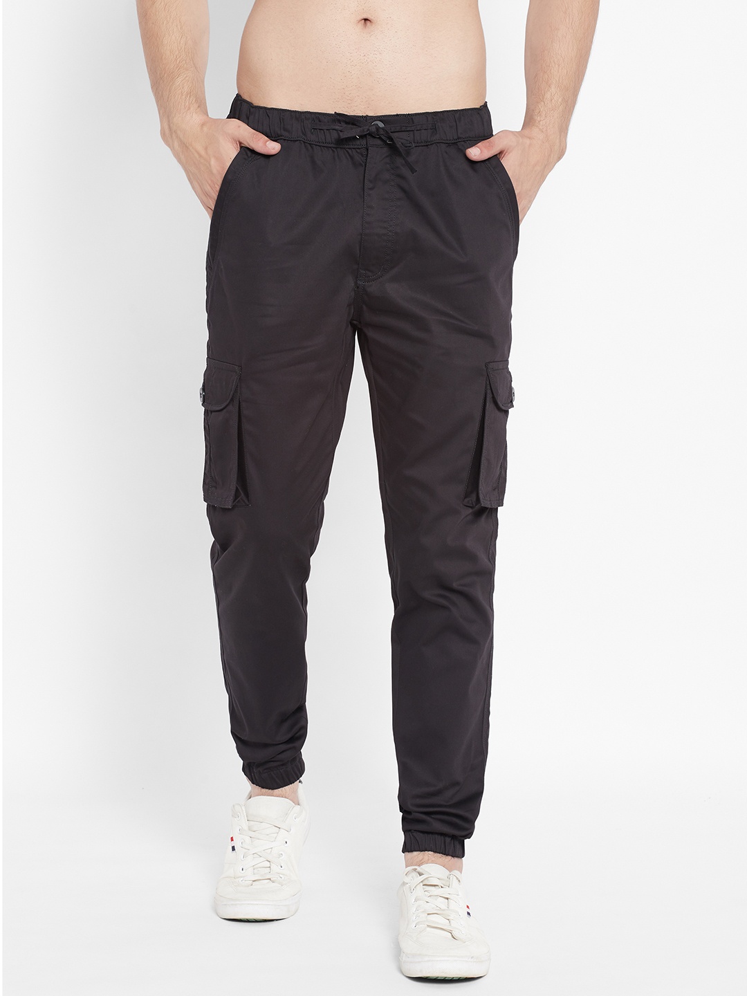 

SAPPER Men Black Slim Fit Easy Wash Joggers Trousers
