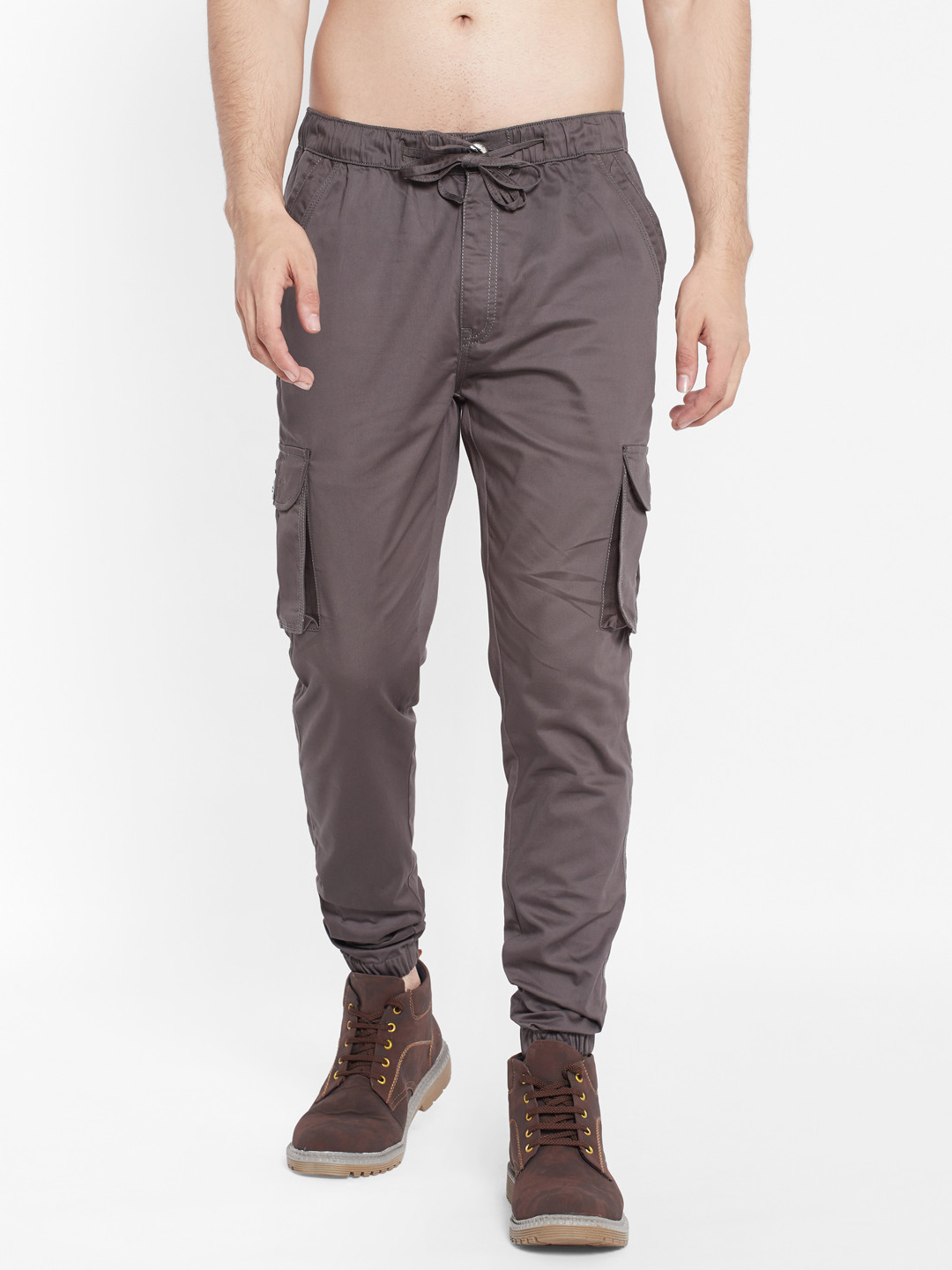 

SAPPER Men Olive Green Slim Fit Easy Wash Cargos Trousers