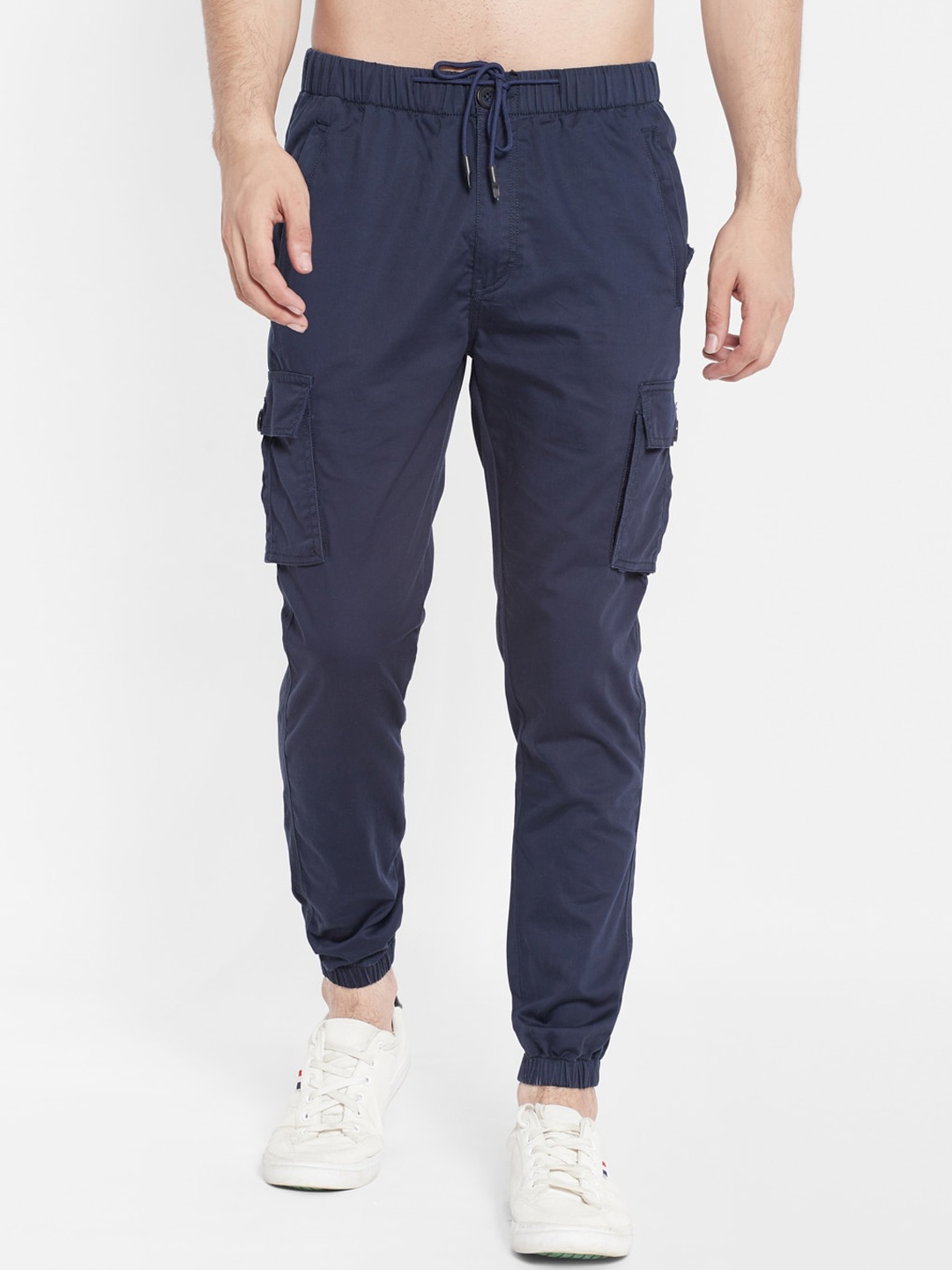 

SAPPER Men Navy Blue Slim Fit Easy Wash Pure Cotton Joggers Trousers