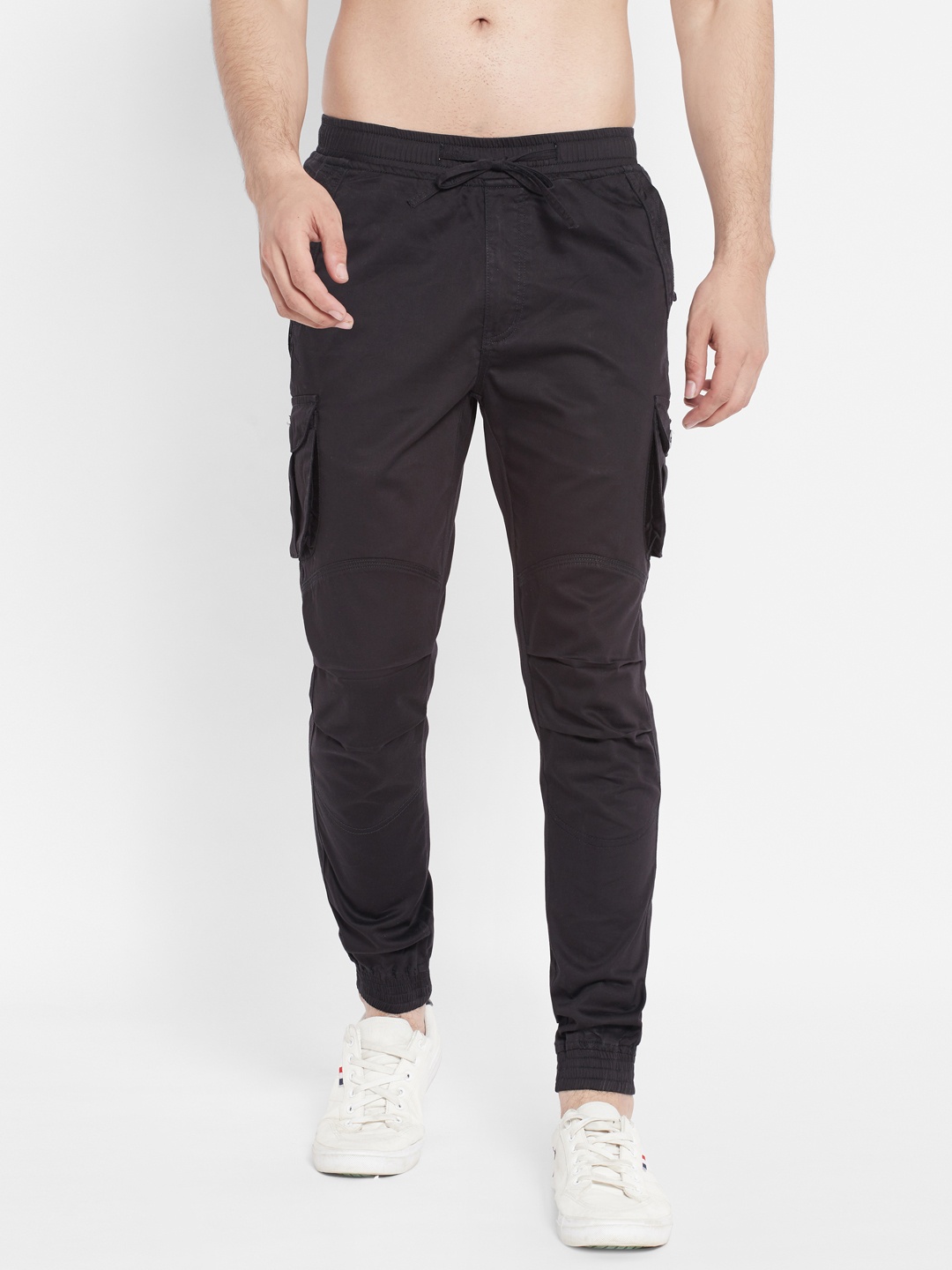 

SAPPER Men Black Slim Fit Easy Wash Joggers Trousers