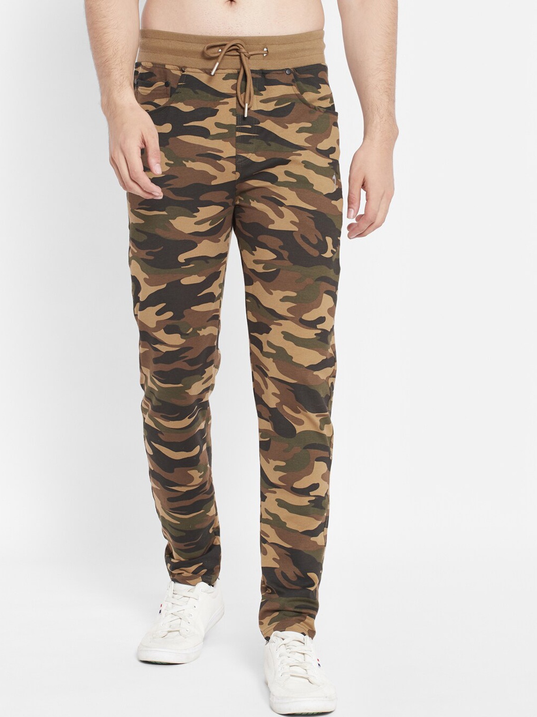 

SAPPER Men Black & Brown Camouflage Printed Slim-Fit Pure Cotton Track Pants, Multi
