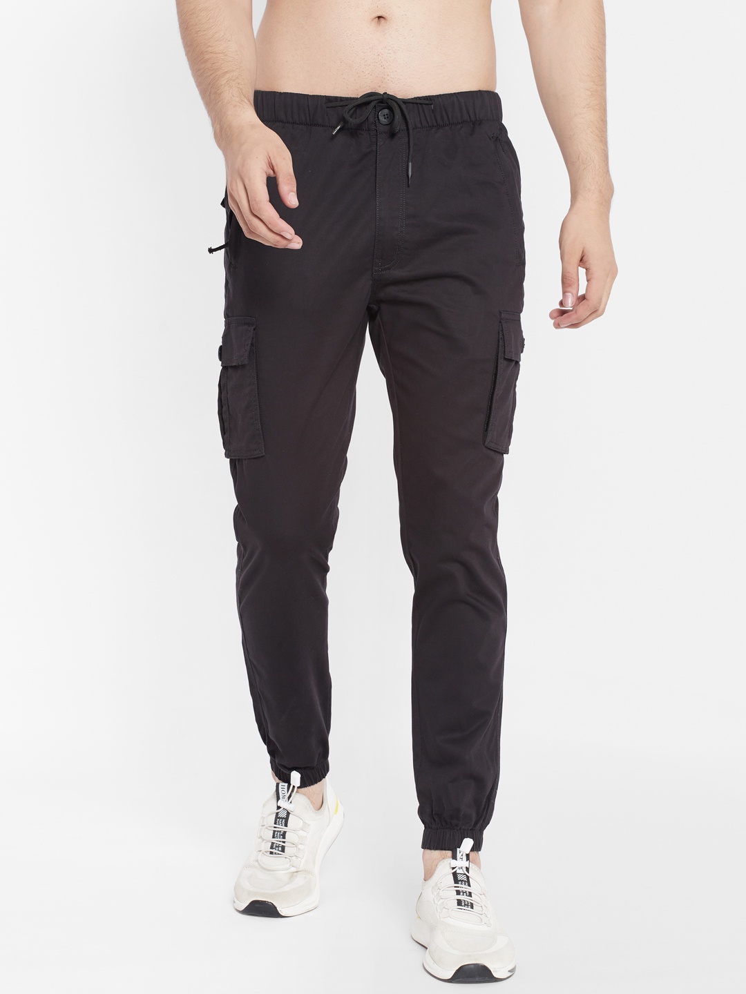 

SAPPER Men Black Slim Fit Easy Wash Joggers Trousers
