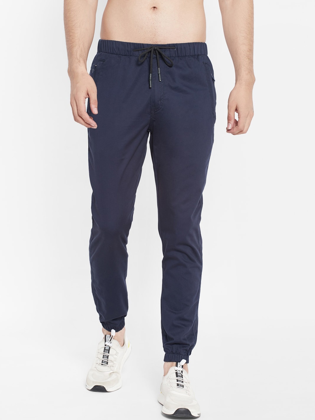 

SAPPER Men Navy Blue Slim Fit Easy Wash Pure Cotton Joggers Trousers