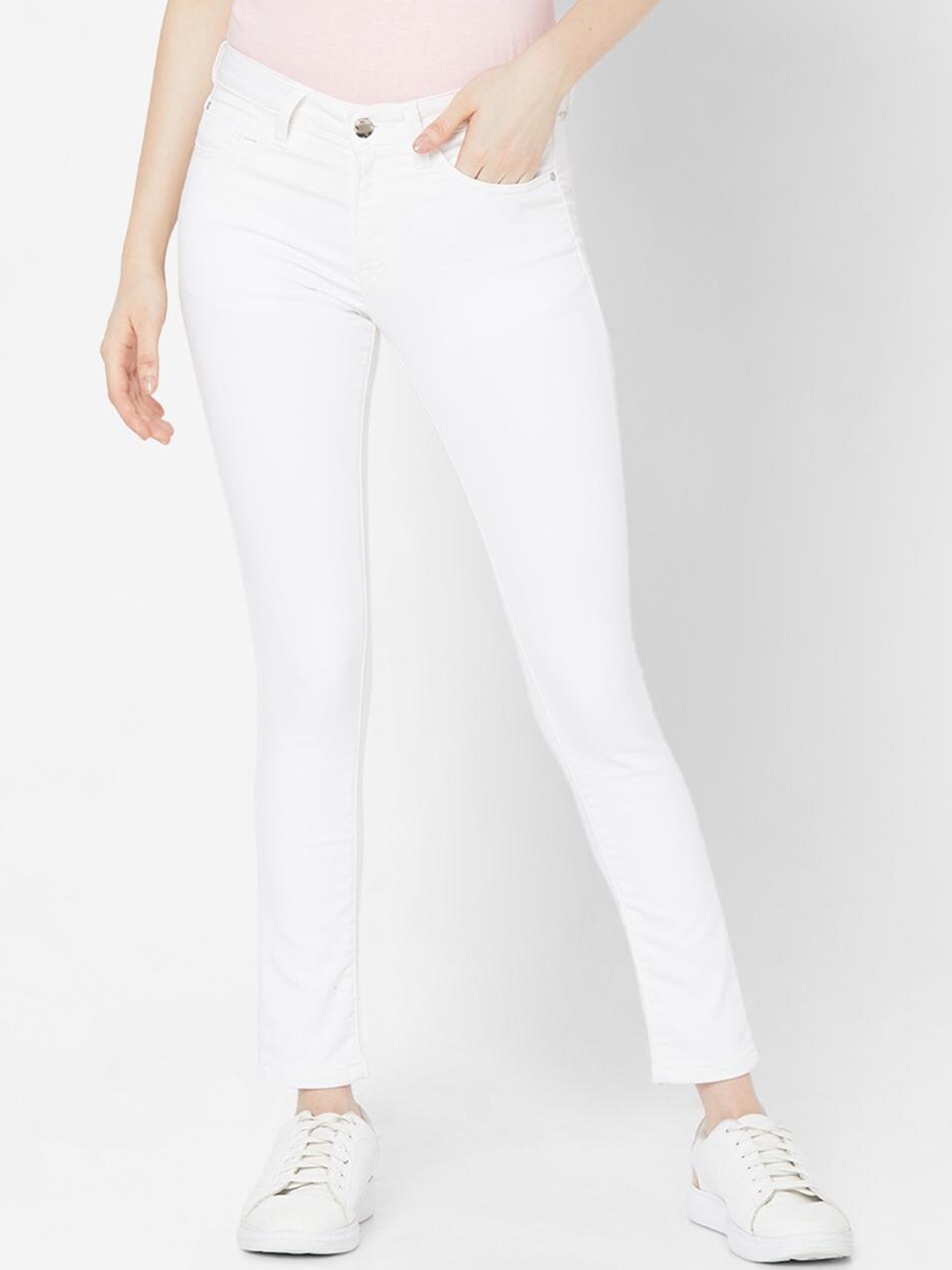 

SPYKAR Women White Skinny Fit Stretchable Jeans