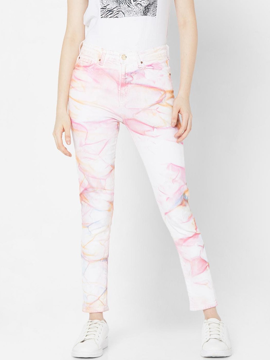 

SPYKAR Women White Skinny Fit High-Rise Highly Distressed Jeans