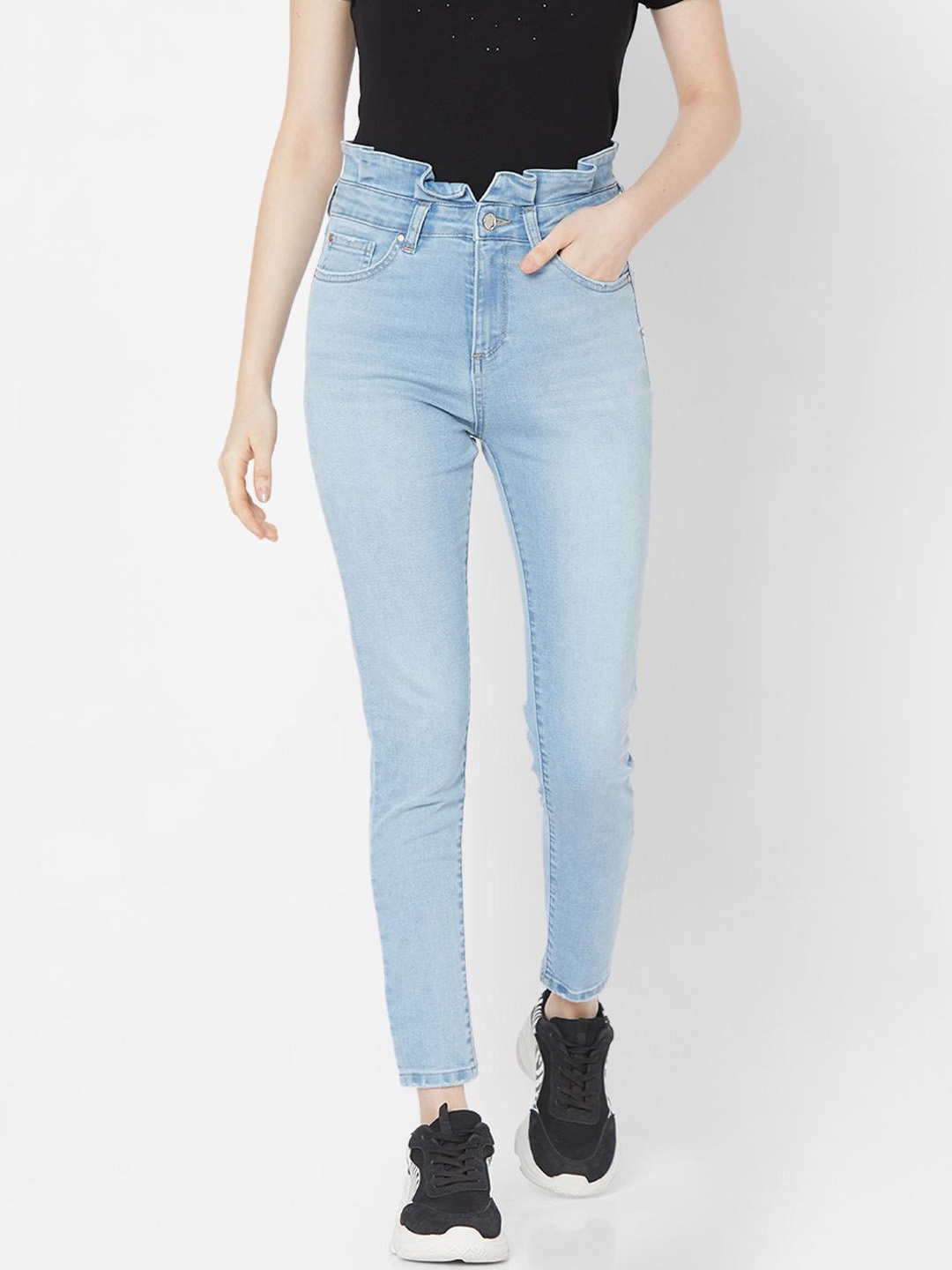

SPYKAR Women Blue Skinny Fit High-Rise Heavy Fade Stretchable Jeans