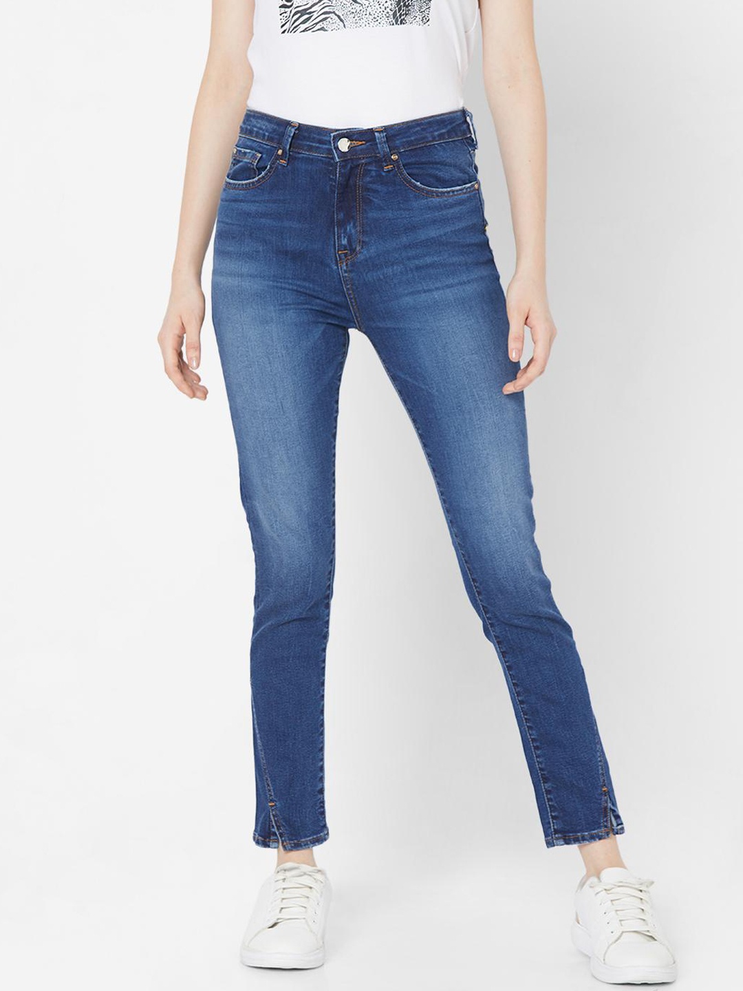 

SPYKAR Women Blue Skinny Fit High-Rise Light Fade Jeans