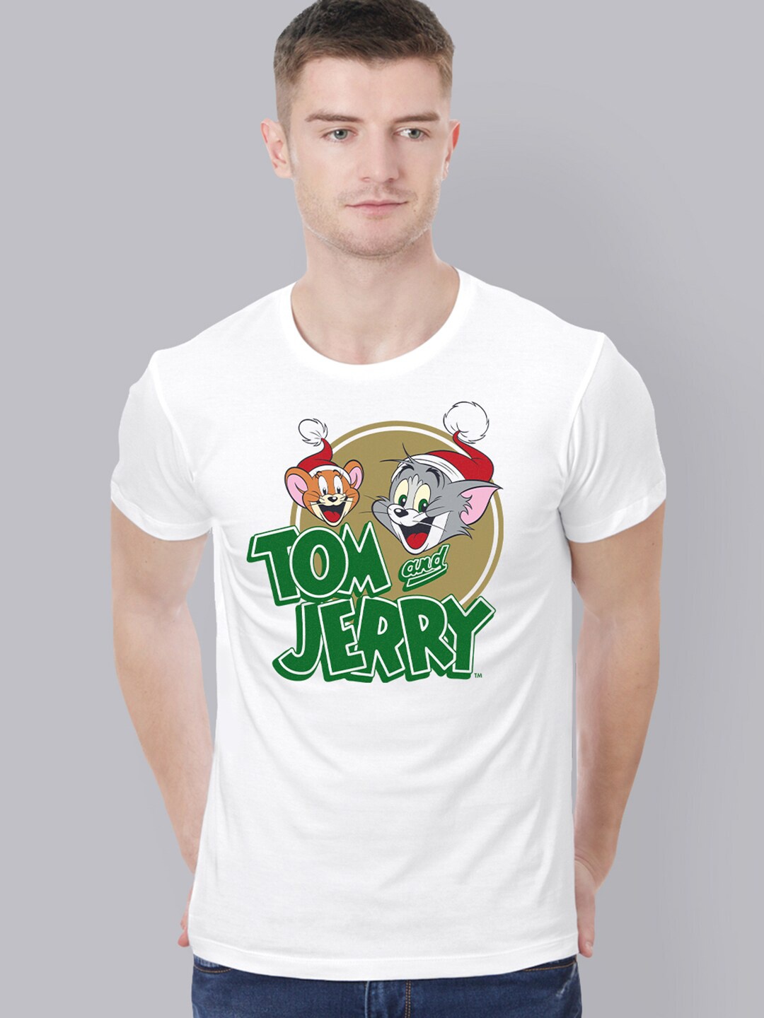 

Free Authority Tom & Jerry Men White Printed T-shirt