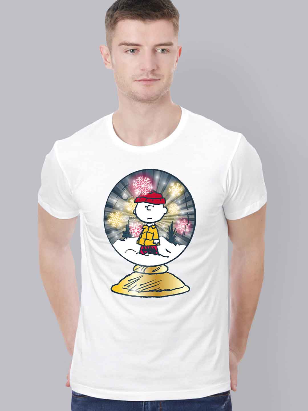 

Free Authority Peanuts Christmas Men White Printed Drop-Shoulder Sleeves T-shirt