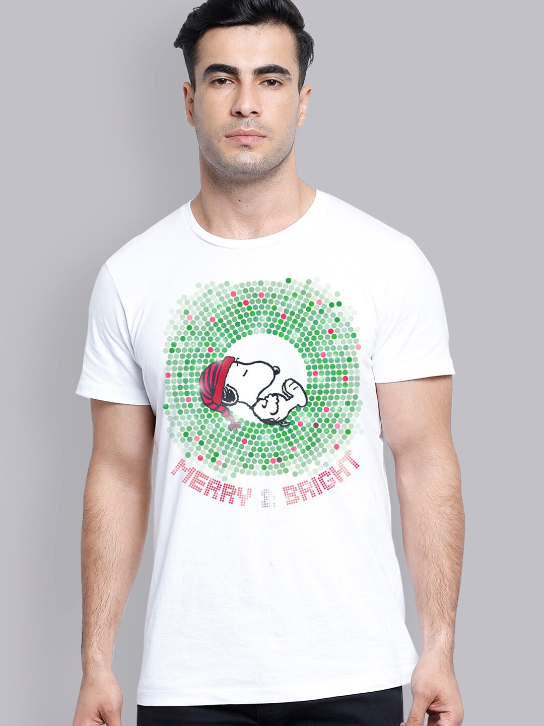 

Free Authority Peanuts Christmas Men White Printed T-shirt