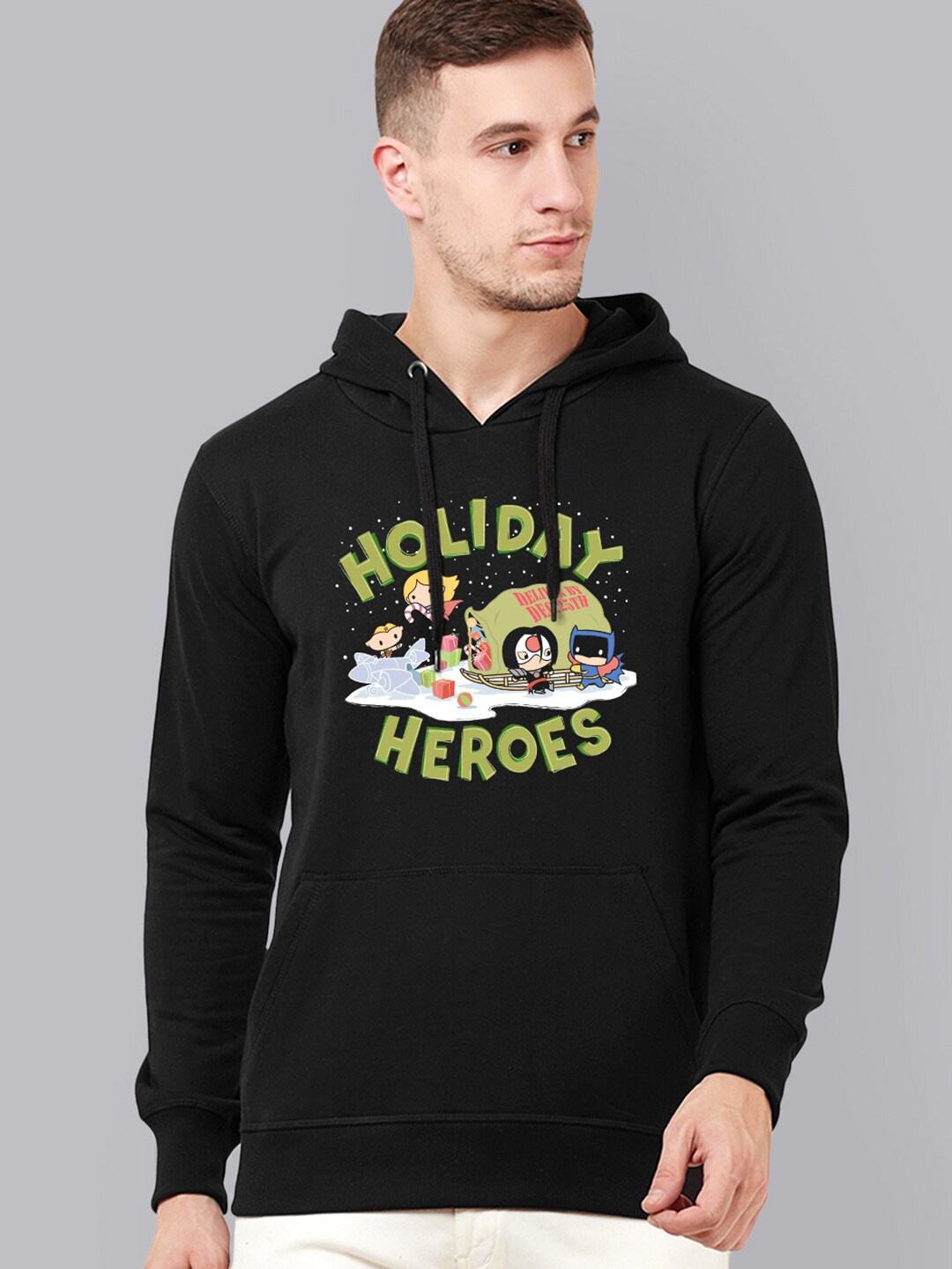 

Free Authority Men Black Justice League Christmas Printed Hooded Sweatshirt