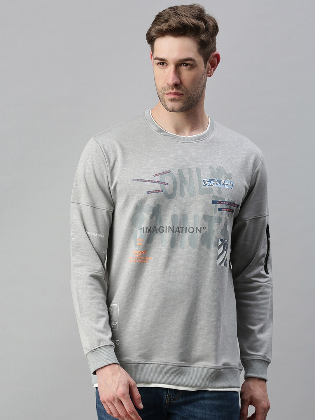 

SHOWOFF Men Grey Printed Sweatshirt