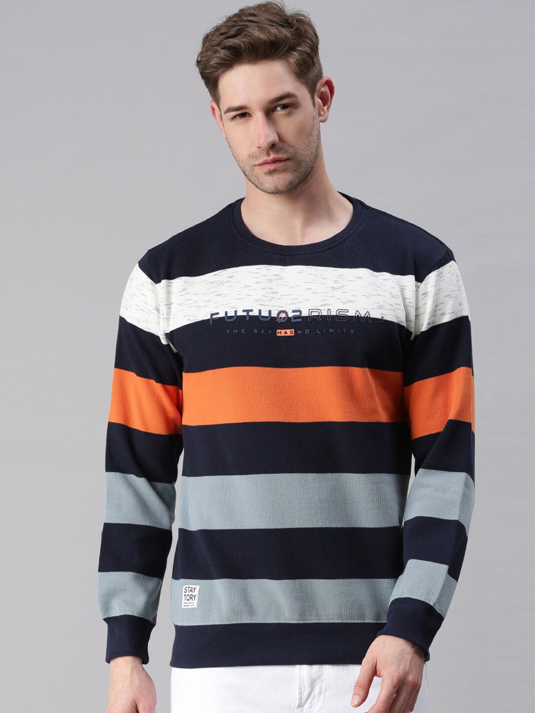 

SHOWOFF Men Navy Blue Colourblocked Sweatshirt