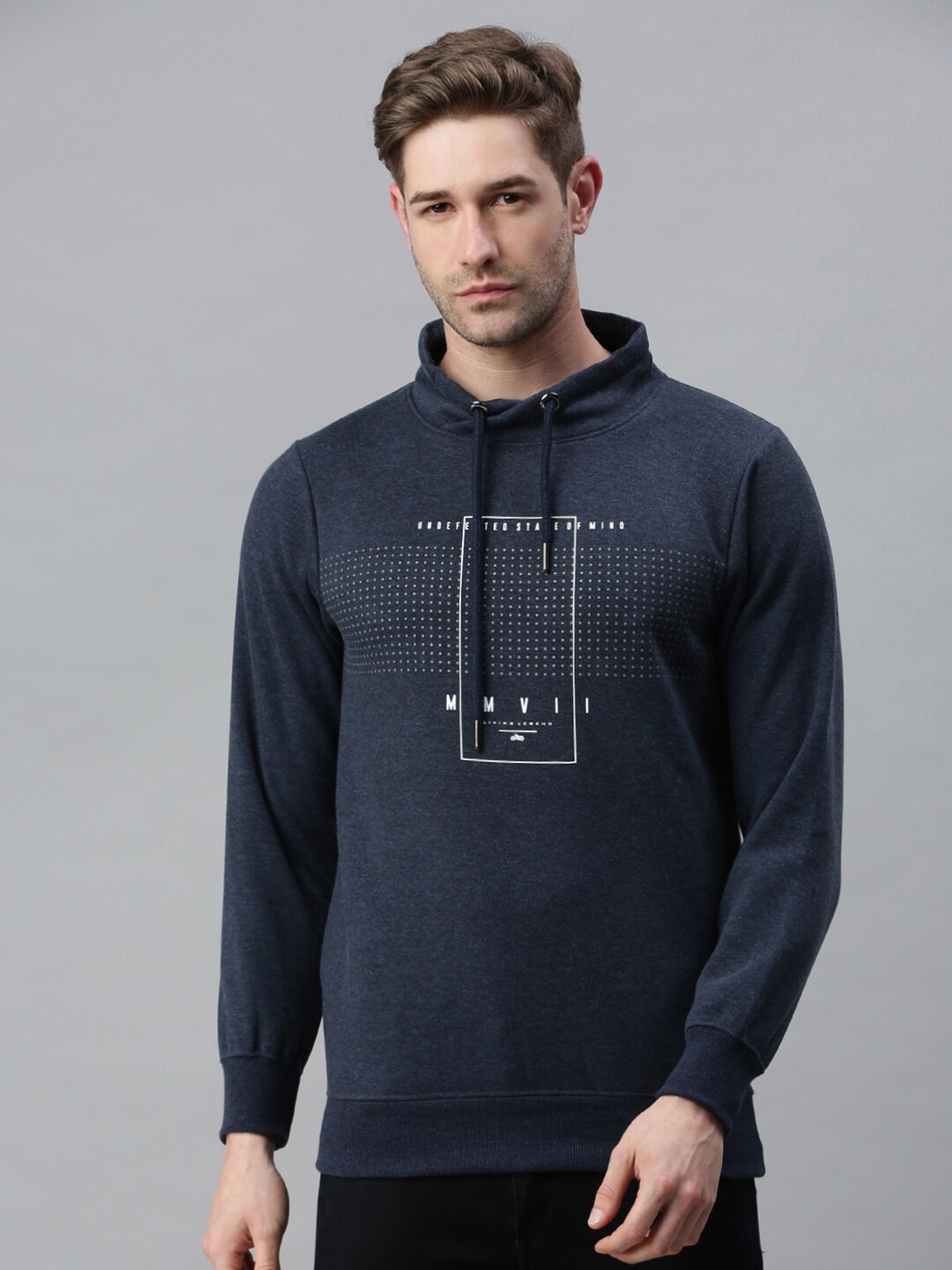 

SHOWOFF Men Blue Printed Hooded Sweatshirt