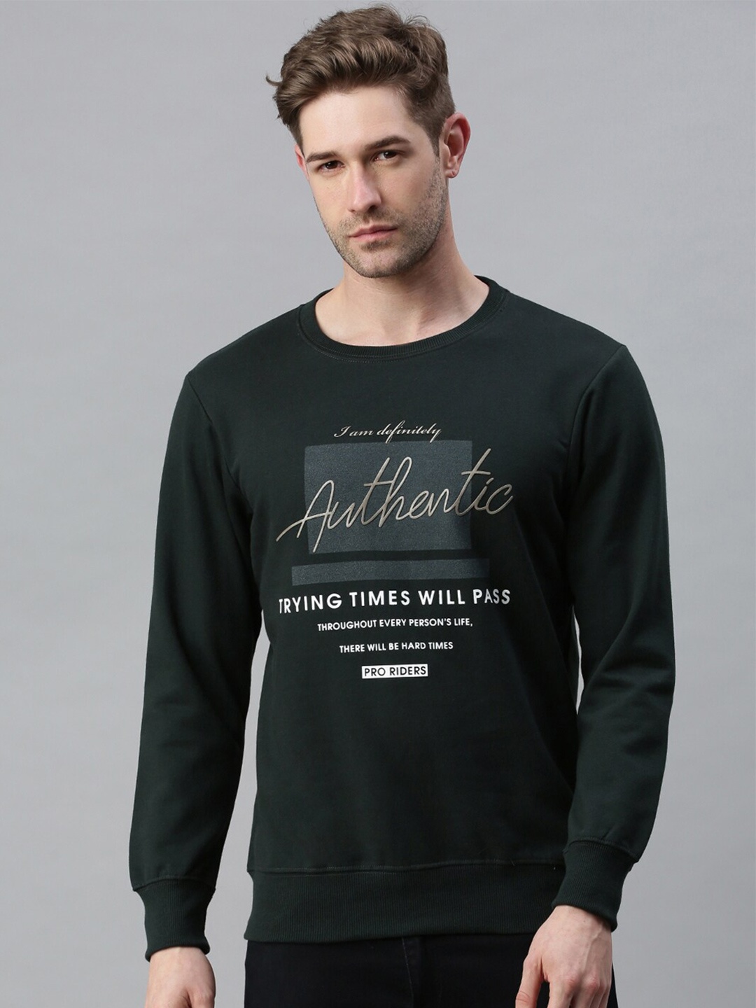 

SHOWOFF Men Green Cotton Printed Sweatshirt