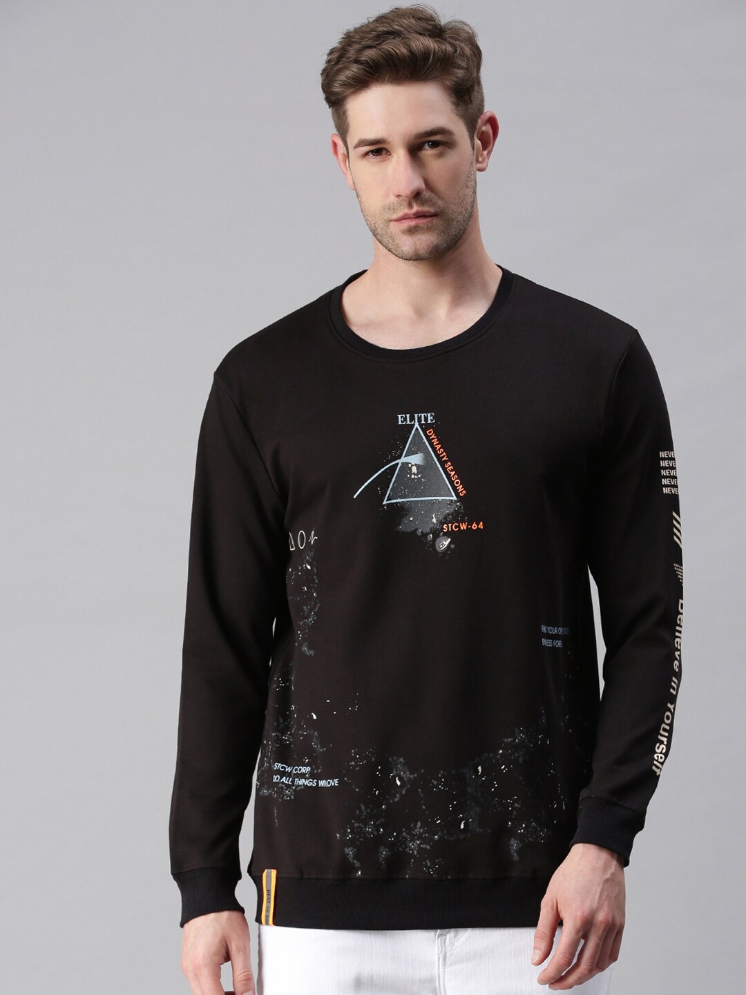 

SHOWOFF Men Black Printed Sweatshirt