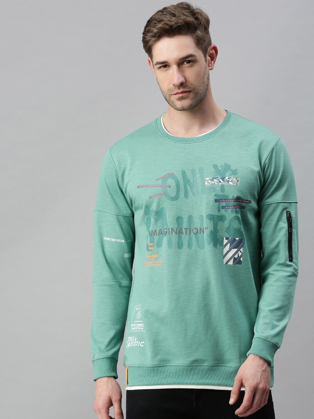 

SHOWOFF Men Green Printed Sweatshirt