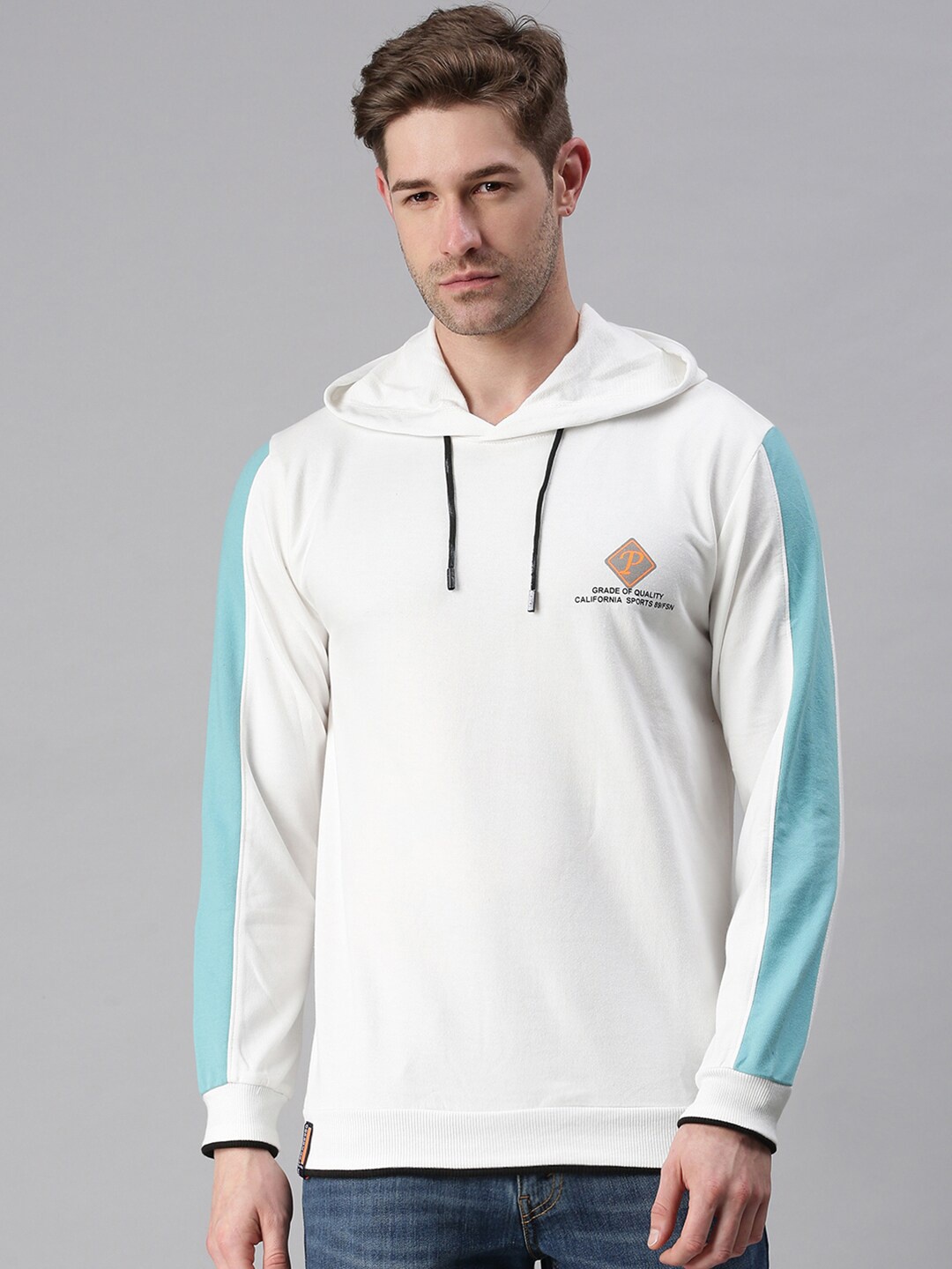 

SHOWOFF Men White Printed Hooded Sweatshirt