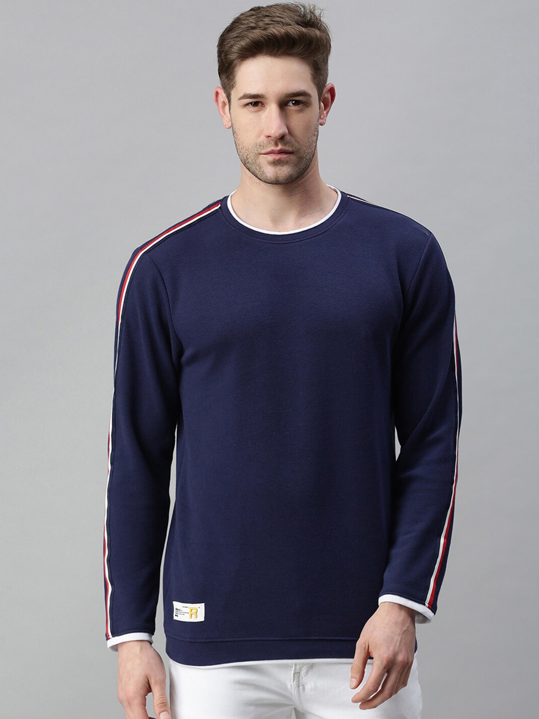 

SHOWOFF Men Navy Blue Solid Cotton Sweatshirt