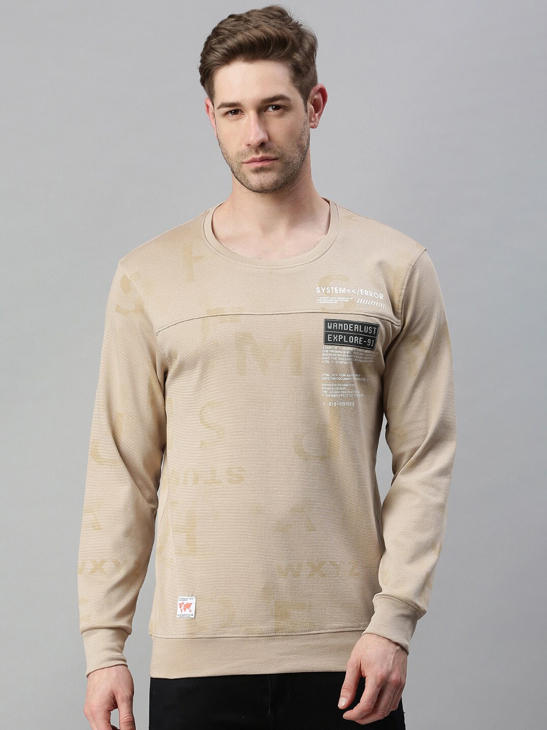

SHOWOFF Men Beige Printed Sweatshirt
