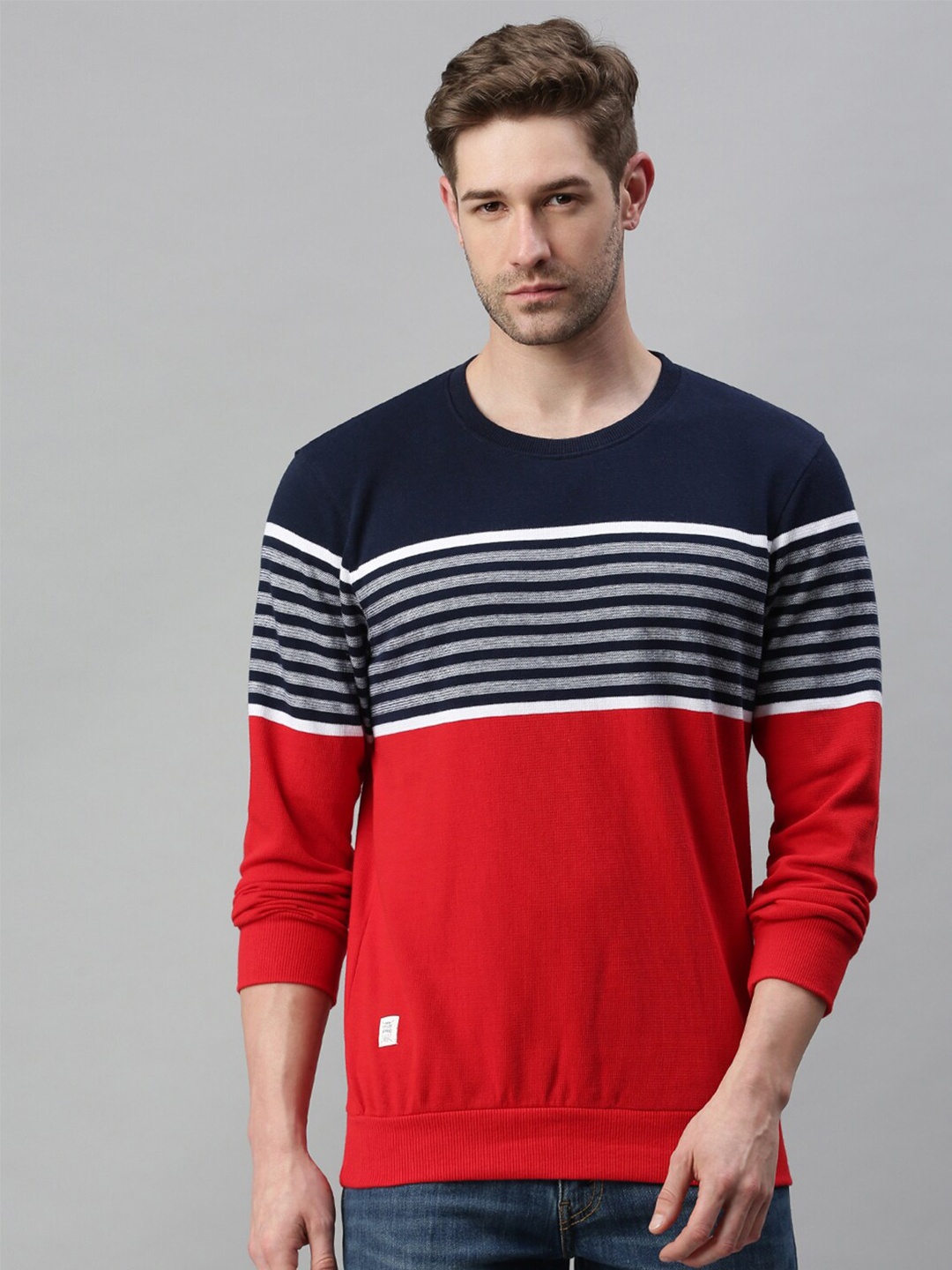 

SHOWOFF Men Red Colourblocked Sweatshirt