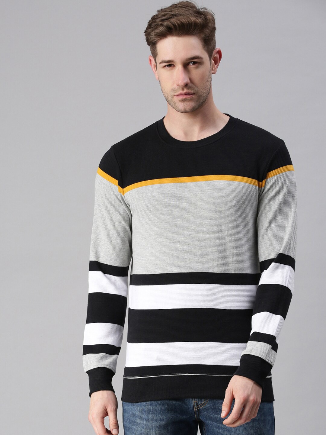 

SHOWOFF Men Navy Blue Colourblocked Sweatshirt