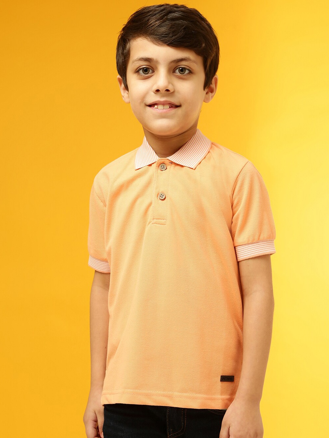 

Instafab Boys Orange Mandarin Collar Pockets Outdoor T-shirt