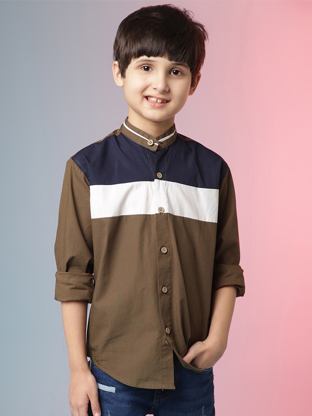 

Instafab Boys Olive Green Classic Casual Shirt