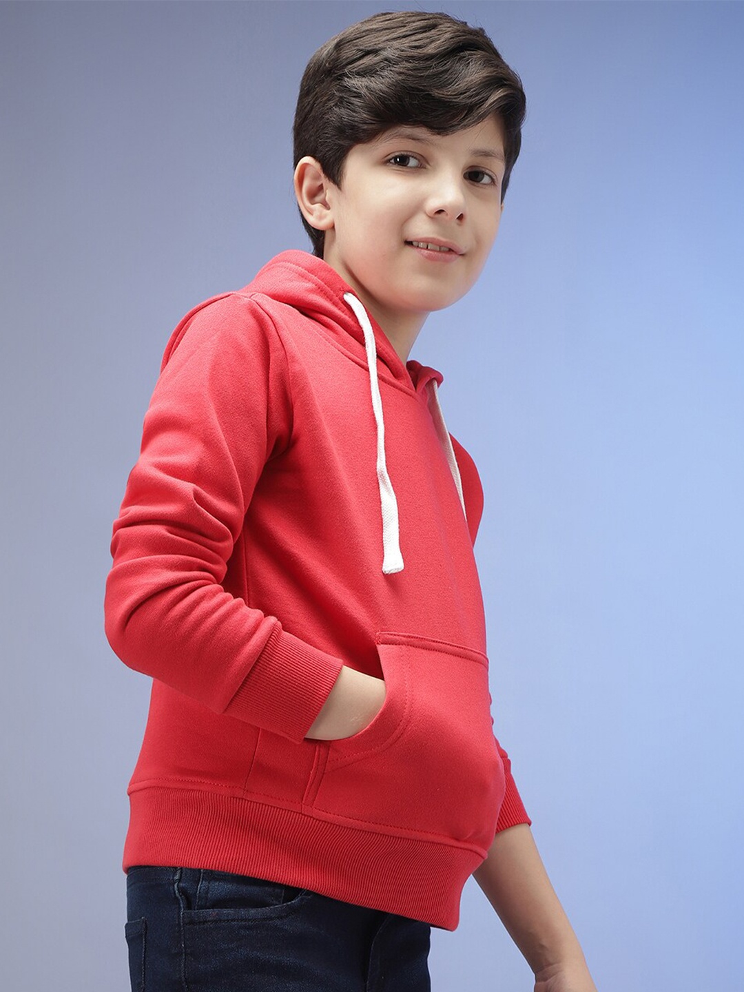 

Instafab Boys Red Solid Hooded Sweatshirt