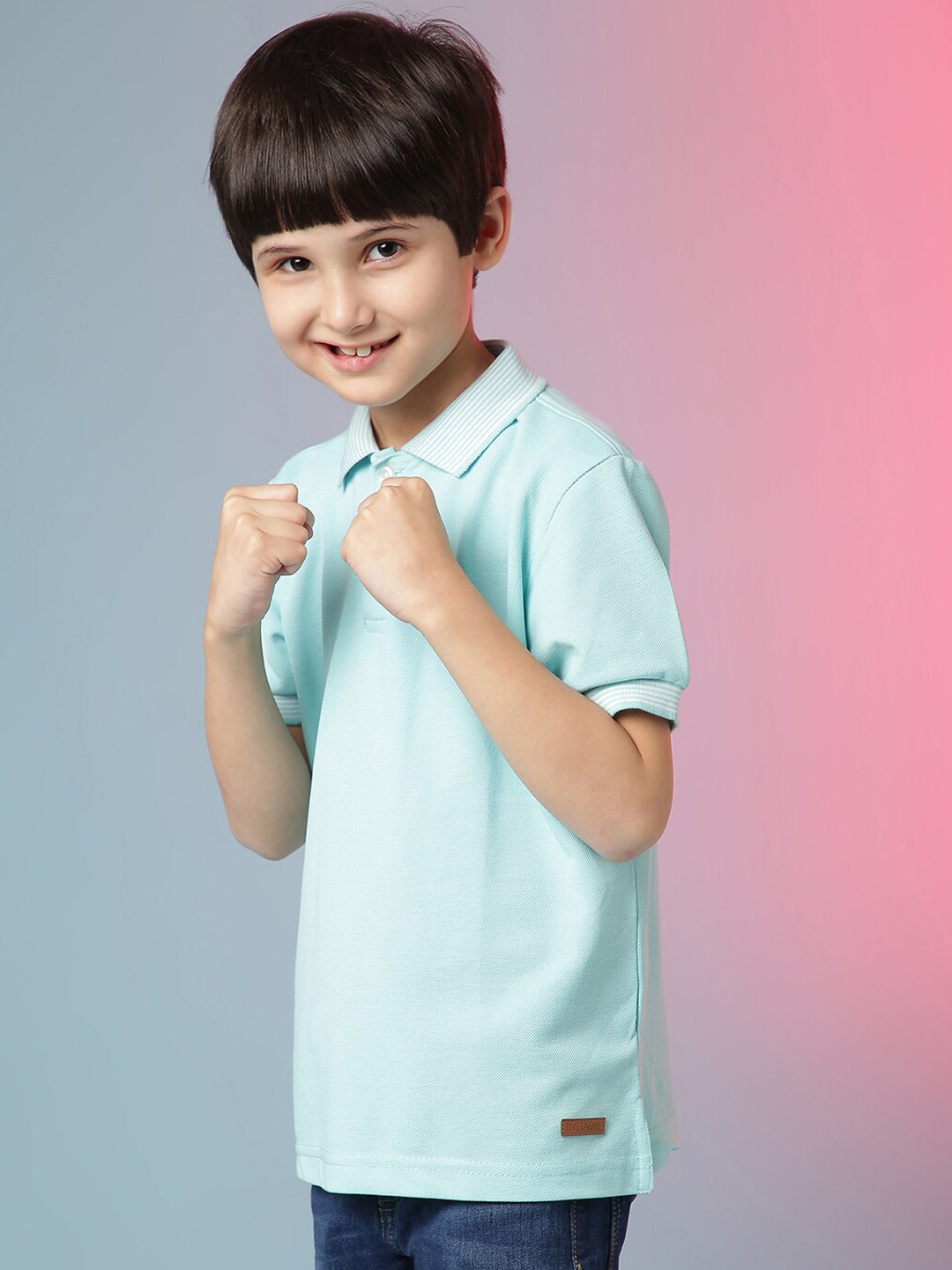 

Instafab Boys Blue Polo Collar T-shirt