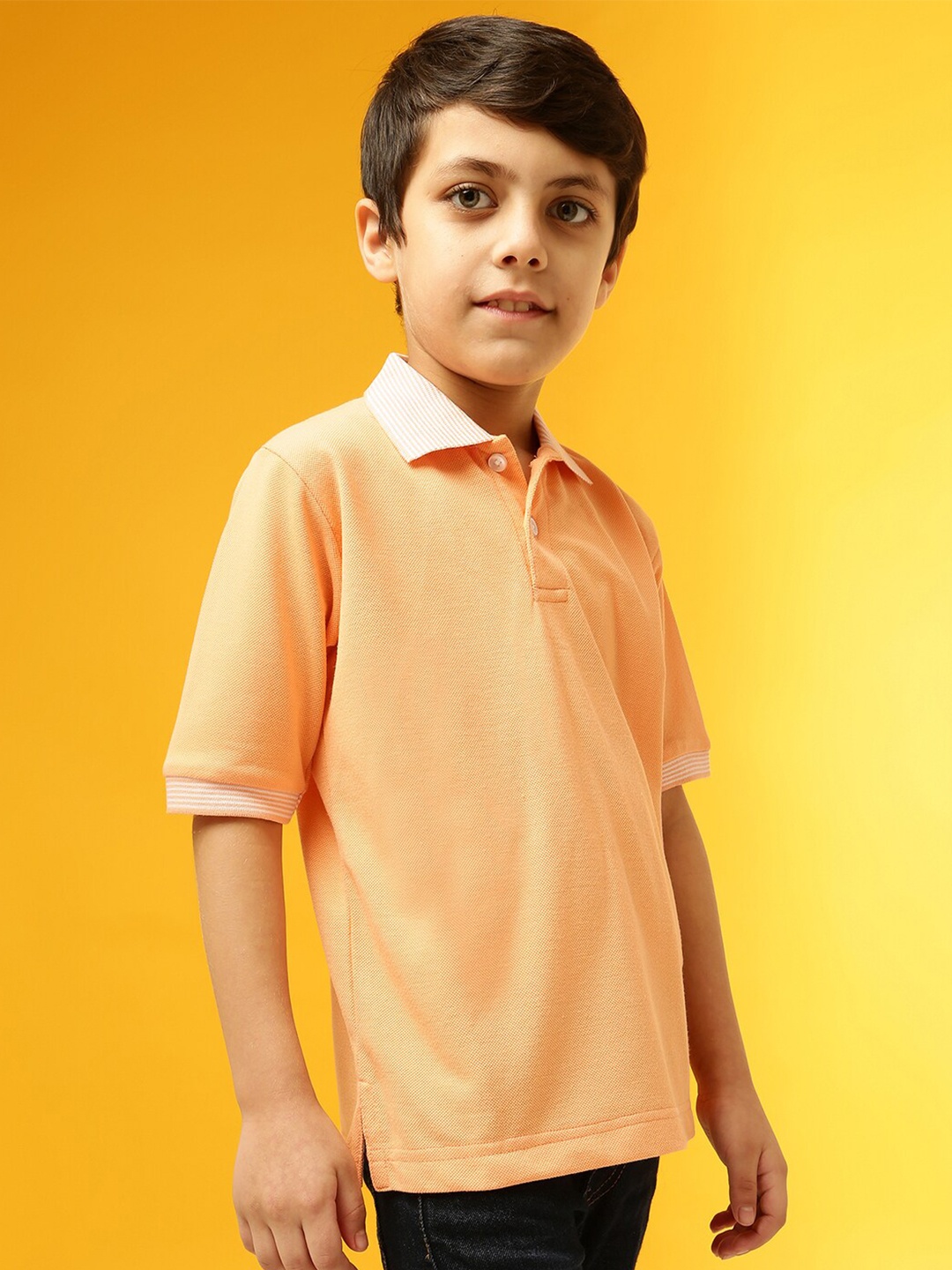 

Instafab Boys Orange Polo Collar Outdoor T-shirt