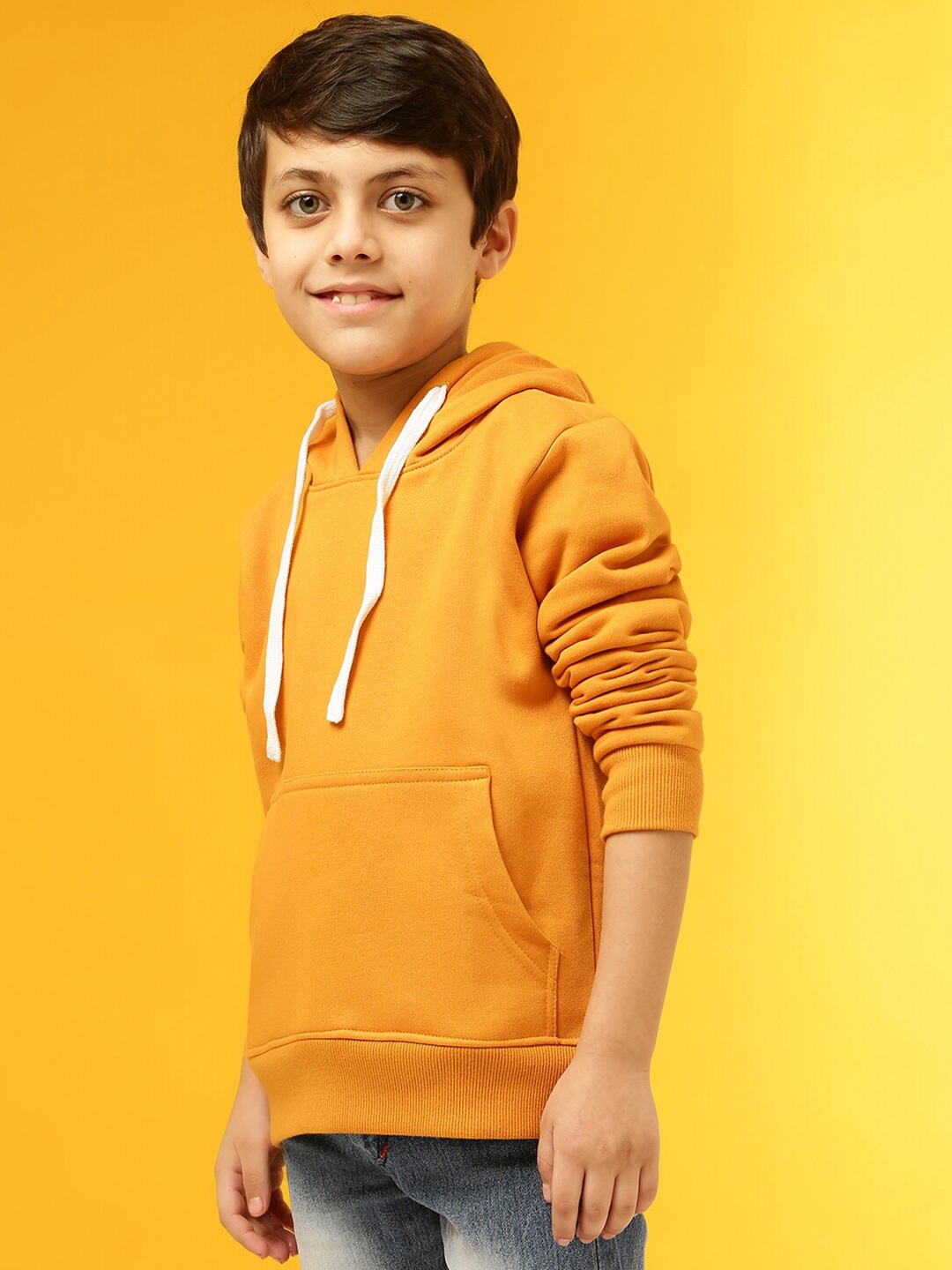 

Instafab Boys Mustard Hooded Sweatshirt