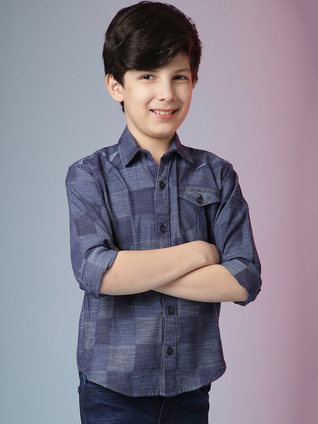 

Instafab Boys Blue Classic Checked Casual Shirt