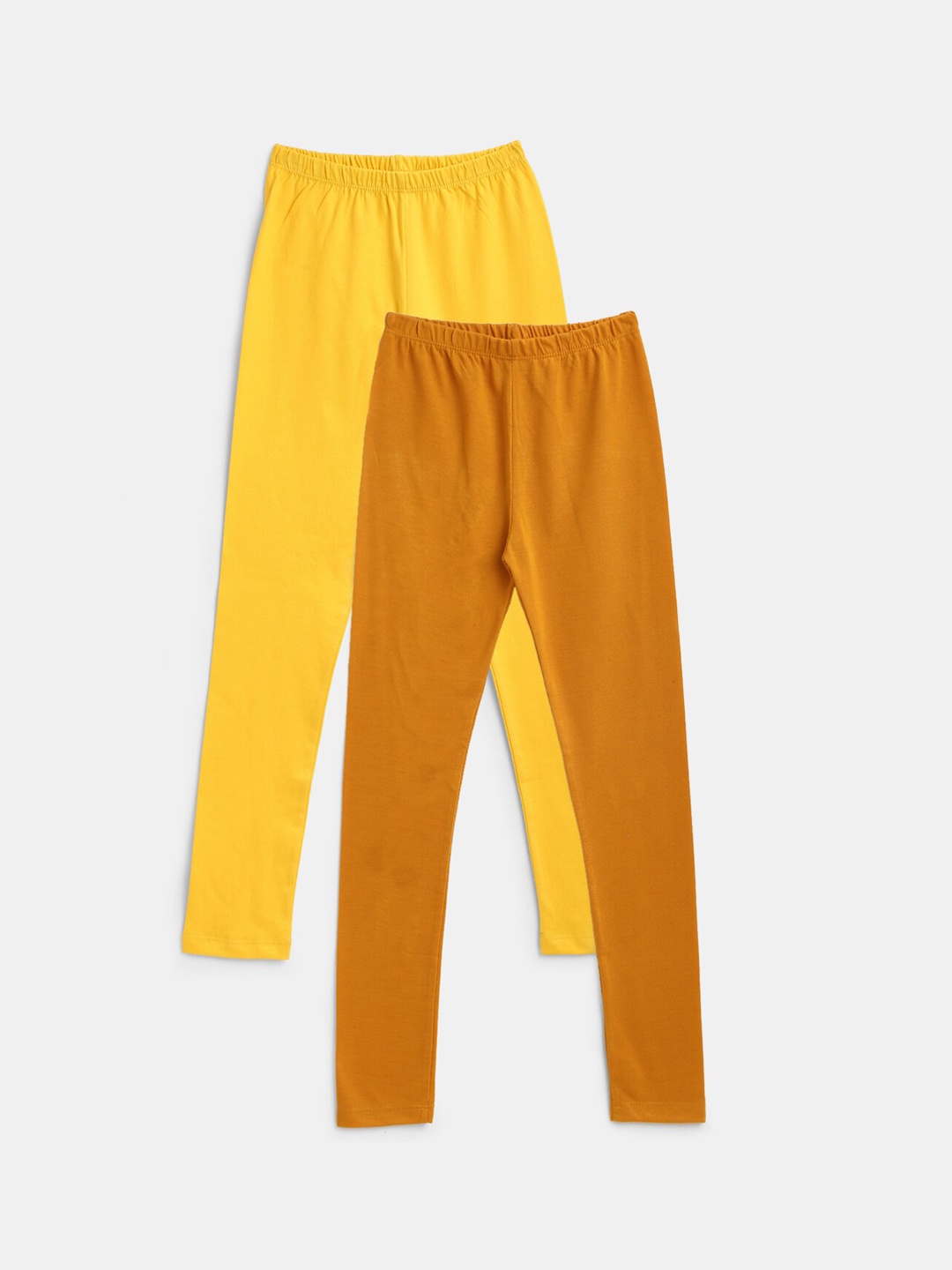 

YK Girls Pack Of 2 Solid Leggings, Yellow
