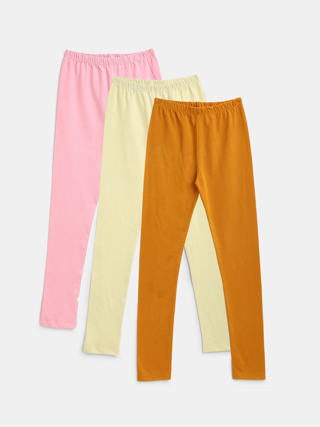 

YK Girls Pack of 3 Pink, Lemon & Mustard Leggings