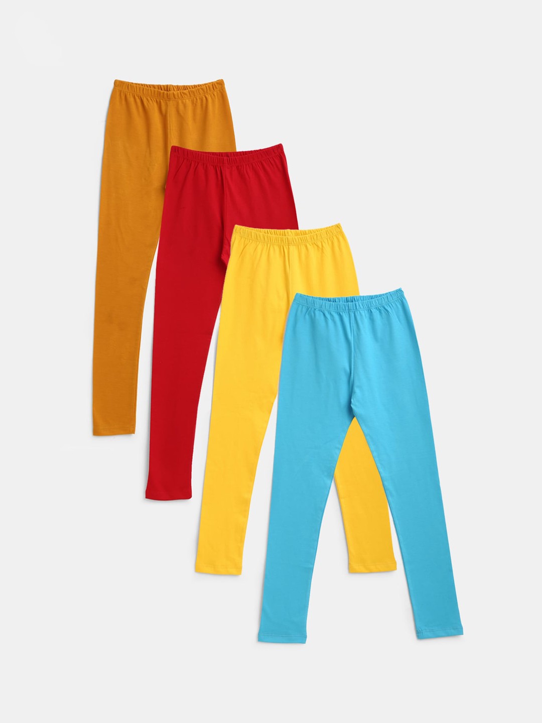 

YK Girls Pack of 4 Ankle Length Leggings, Blue