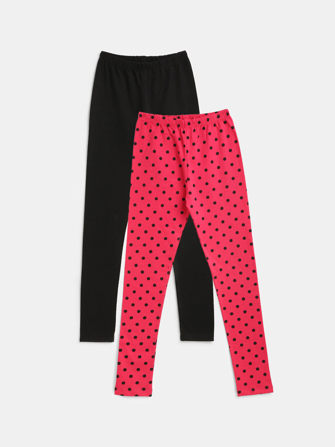 

YK Girls Pack of 2 Black & Pink Printed Leggings