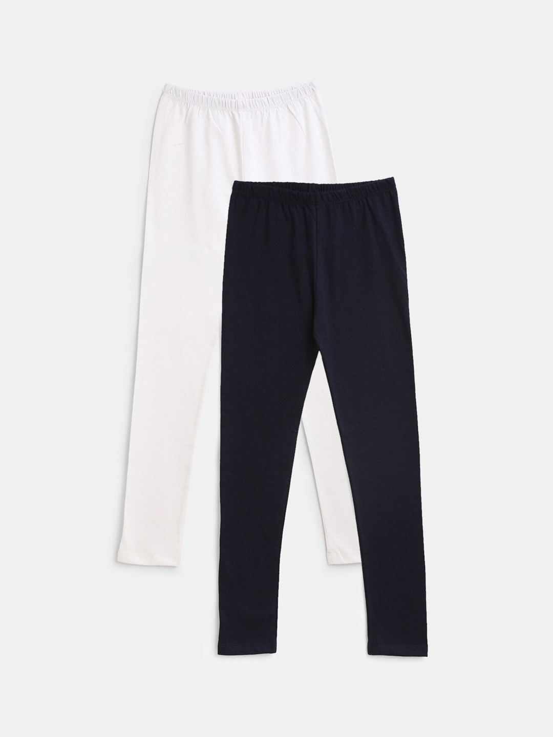 

YK Pack of 2 Girls White & Black Full Length Leggings
