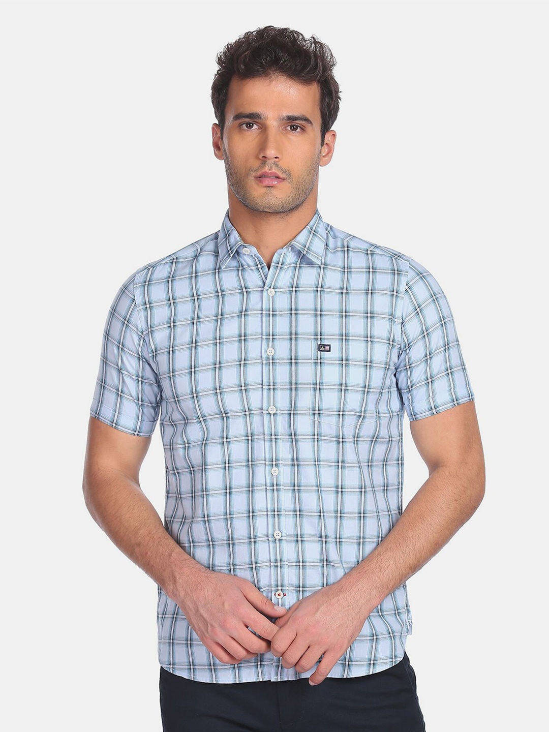 

Arrow Men Blue Checked Casual Shirt