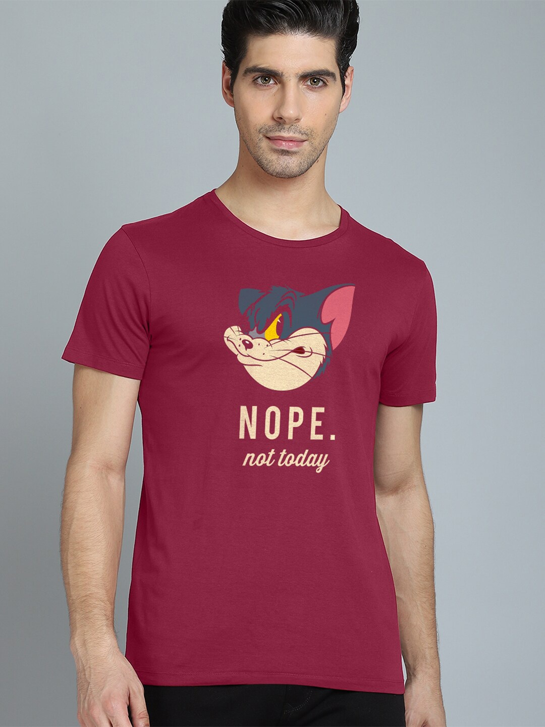 

Free Authority Tom & Jerry Men Red & Cream-Coloured Typography Printed Pure Cotton T-shirt