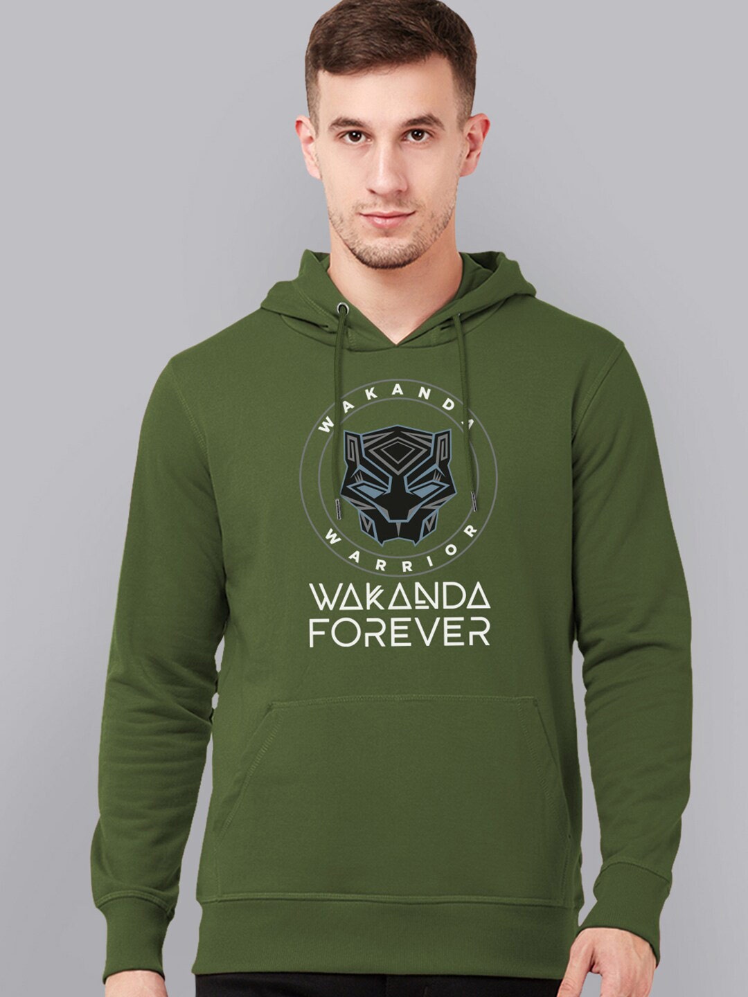 

Free Authority Men Green Black Panther Printed Hooded Sweatshirt