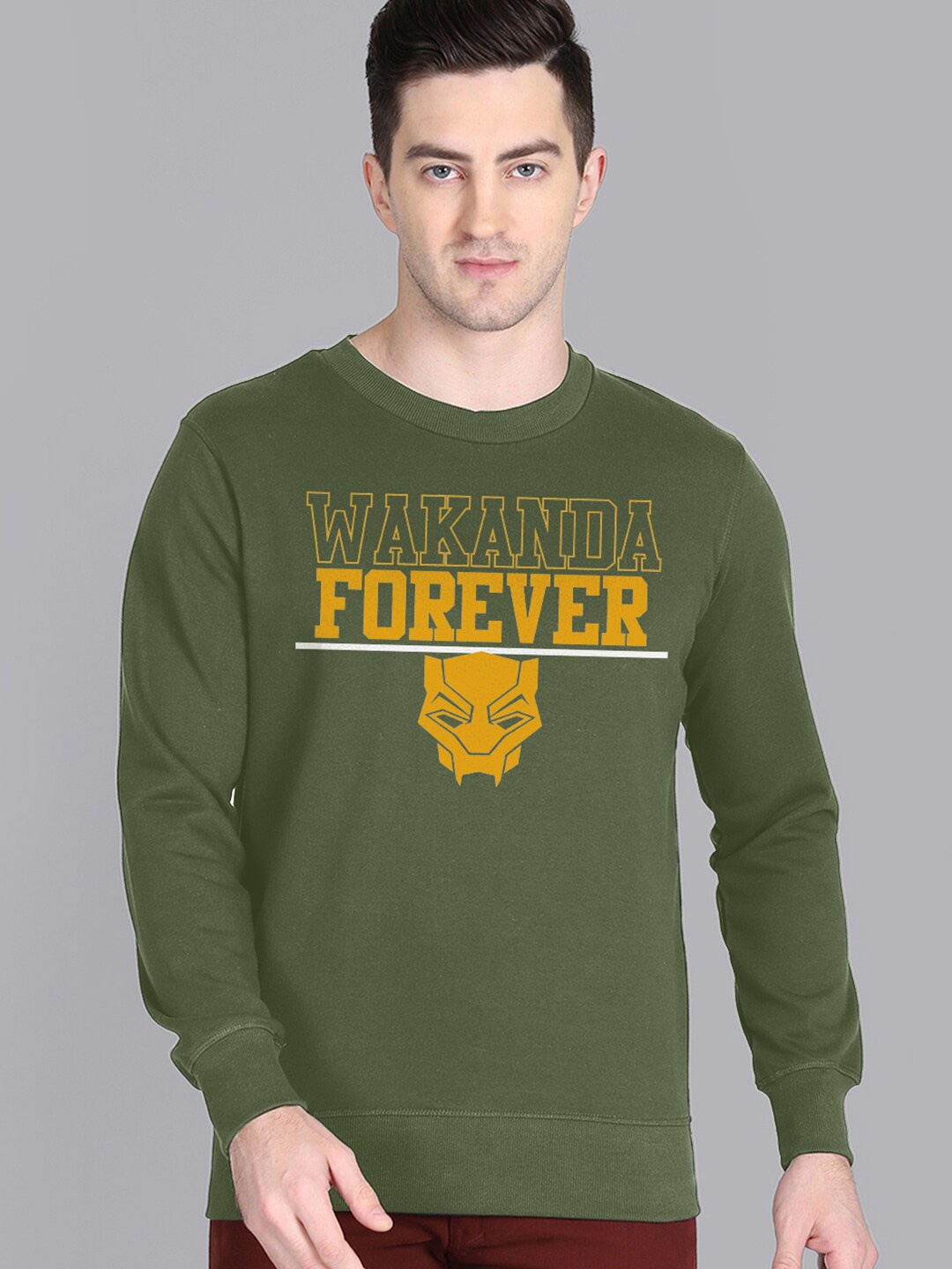 

Free Authority Men Green Black Panther Printed Sweatshirt