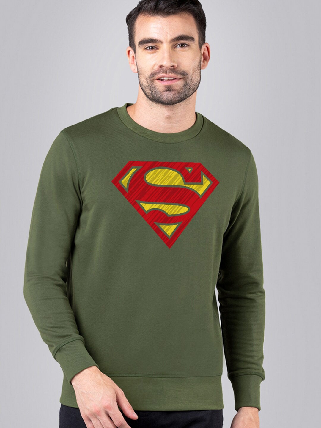 

Free Authority Men Green Superman Printed Sweatshirt