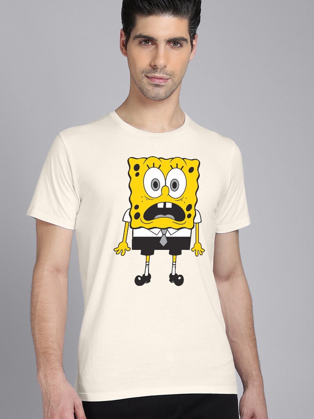 

Free Authority Sponge Bob Men White Printed T-shirt