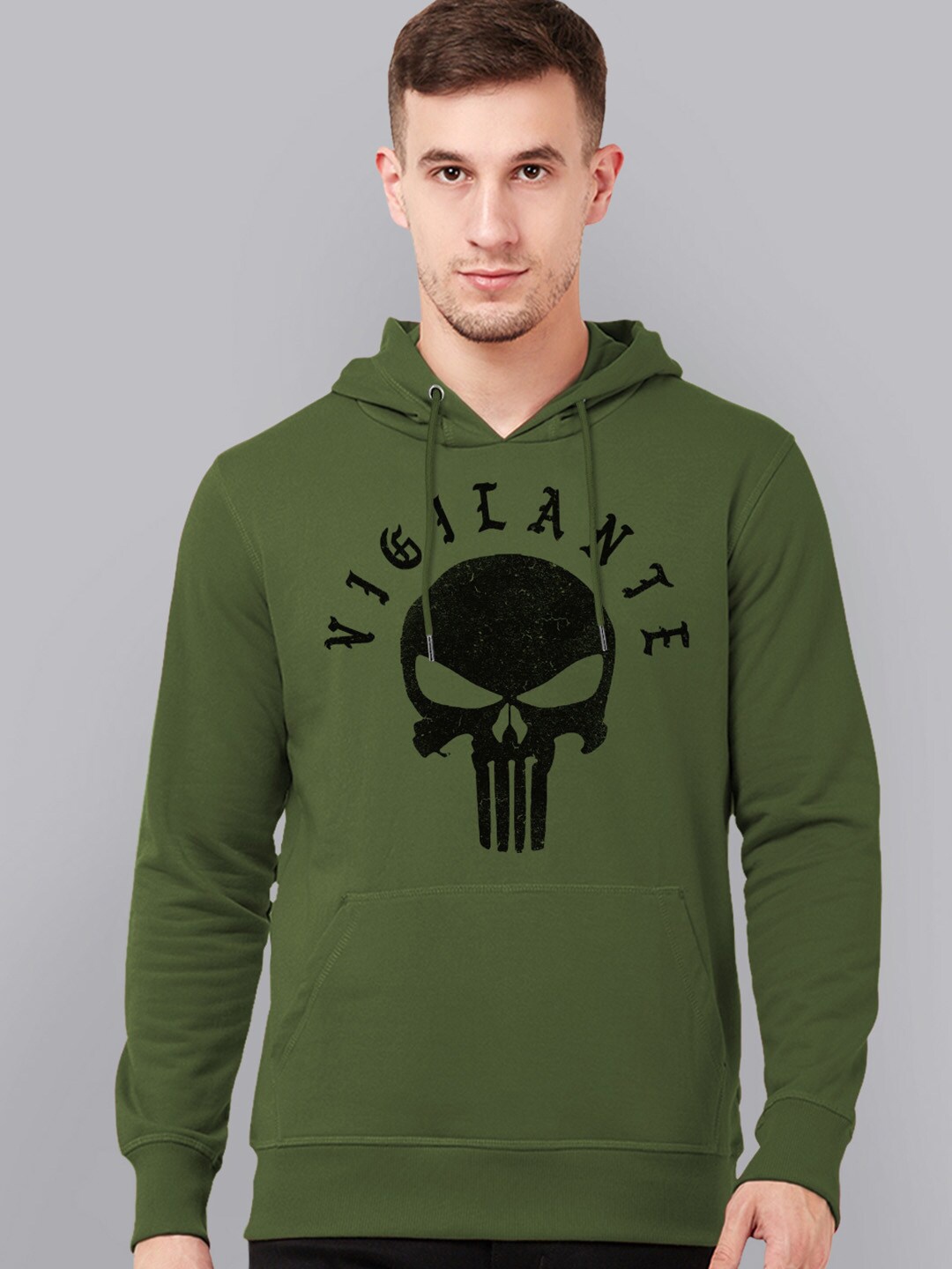 

Free Authority Men Green Punisher Printed Hooded Sweatshirt