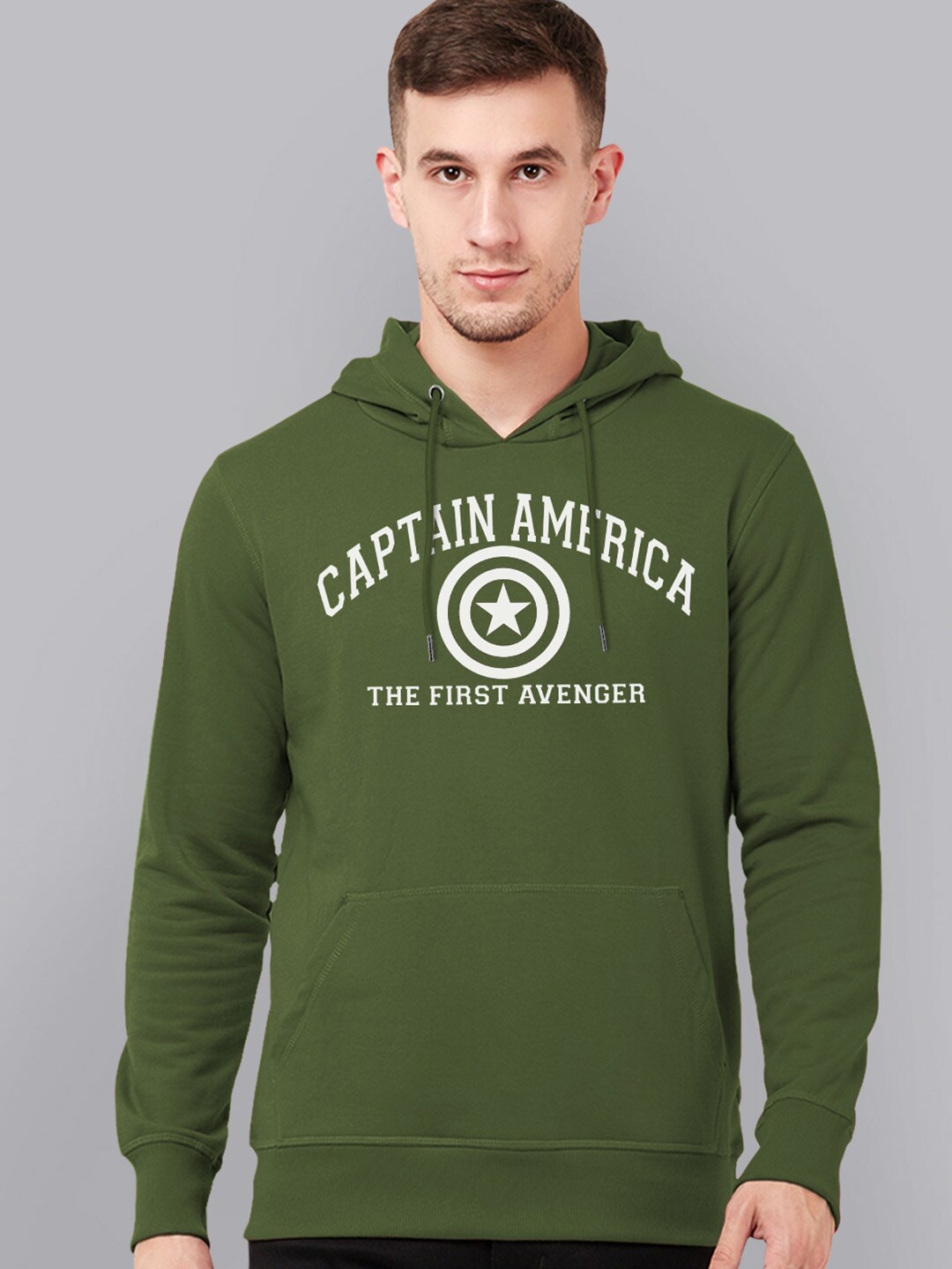 

Free Authority Men Green Captain America Printed Hooded Sweatshirt
