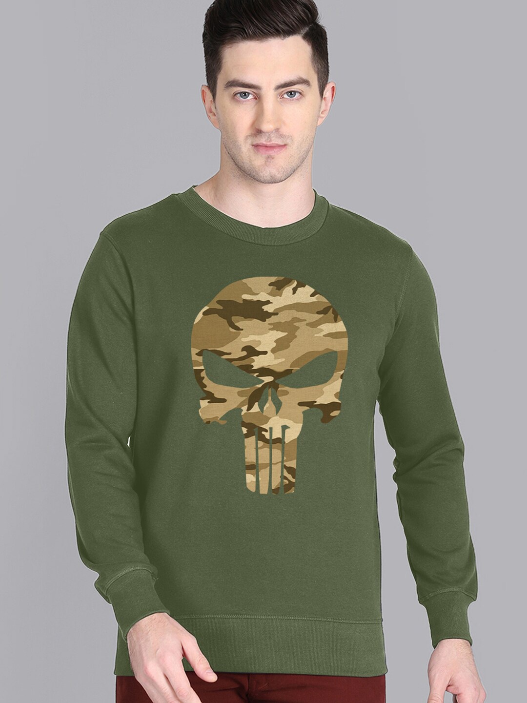 

Free Authority Men Green Punisher Printed Sweatshirt