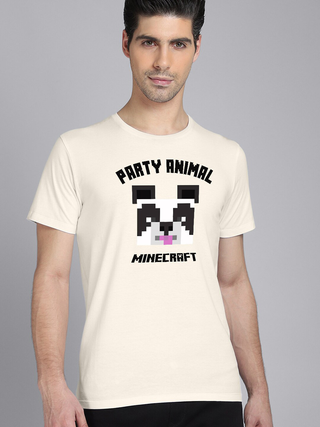 

Free Authority Minecraft Men White & Black Typography Printed Pure Cotton T-shirt